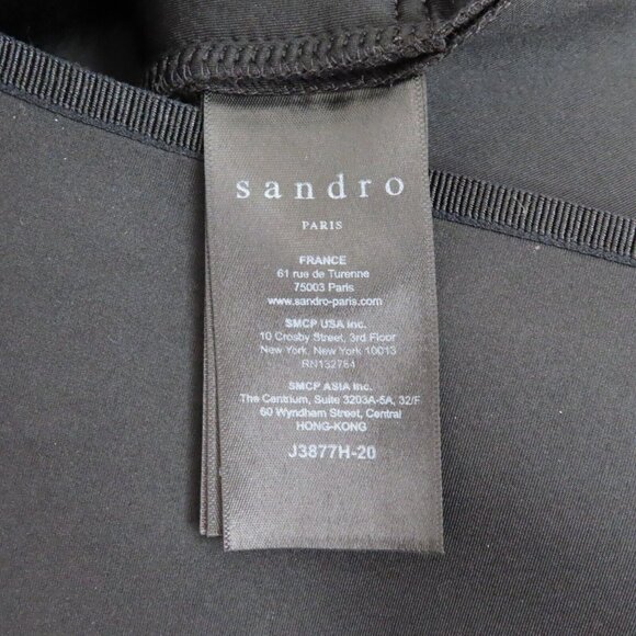 Sandro Paris Womens 3 Juliena Black Neoprene Scuba Fabric Snap Skirt Pockets - Picture 6 of 9